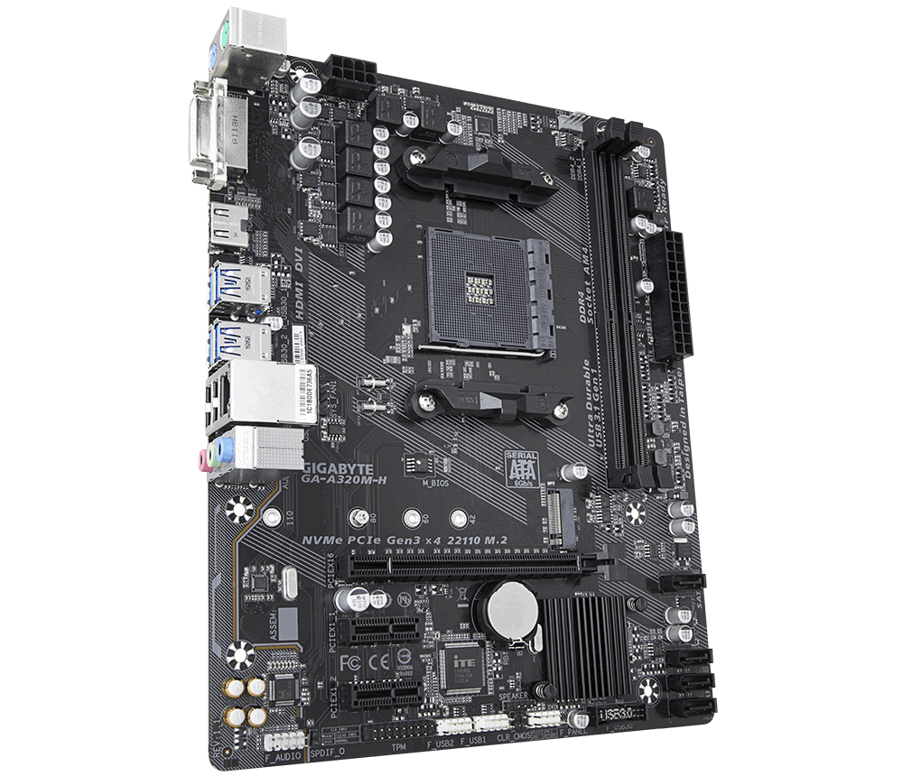 GIGABYTE GA-A320M-H AM4 DDR4 DVI HDMI mATX