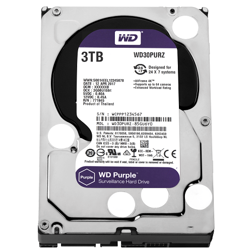 3TB WD Purple SATA 6Gb/s 64MB DV 7x24 WD30PURZ