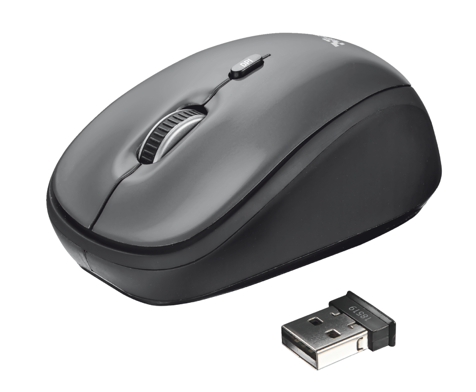 TRUST YVI KABLOSUZ 1600DPI NANO USB MOUSE GRİ (18519)