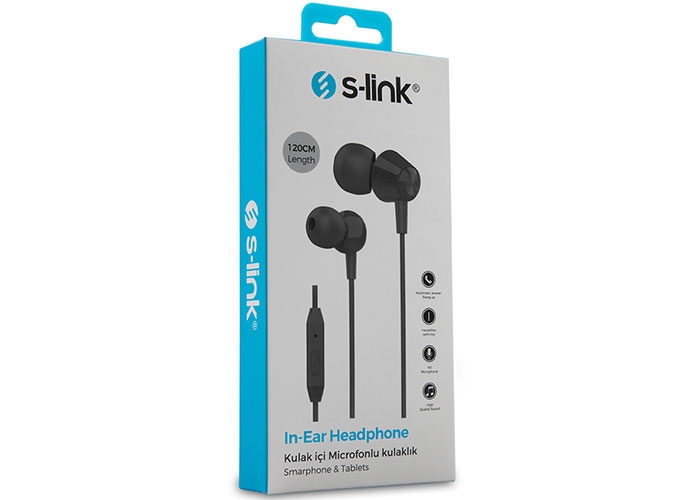 S-LINK SL-KU160 SİYAH KULAKİÇİ MİKROFONLU KULAKLIK