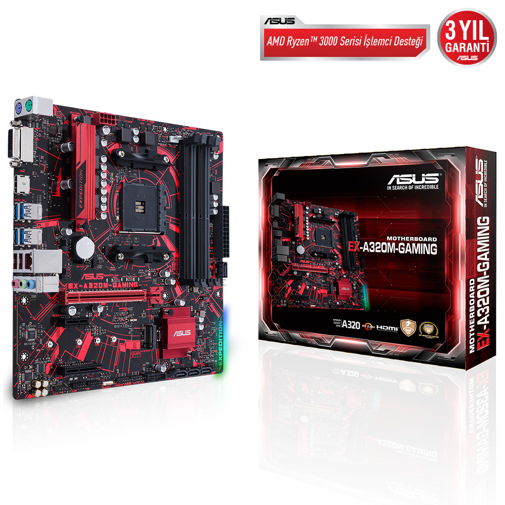 ASUS EX-A320M-GAMING DDR4 USB3.1 AURA RGB mATX AM4