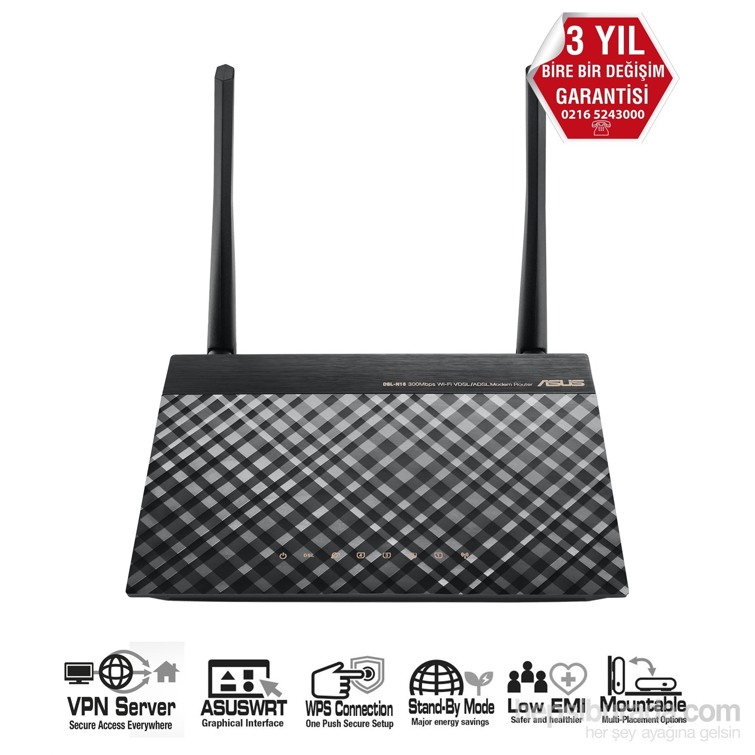 ASUS DSL-N16 4PORT 300Mbps EWAN VDSL FIBER  MODEM VPN