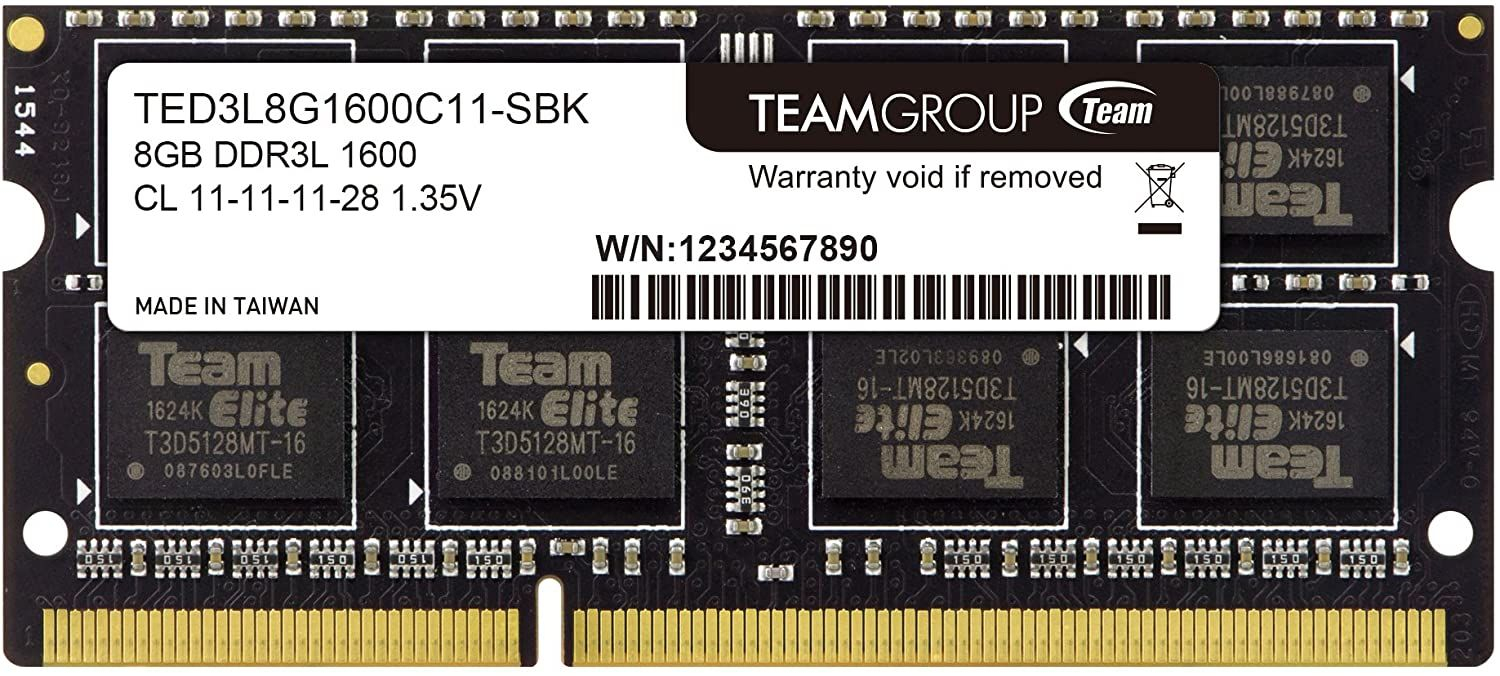 Team Elite 8GB (1x8GB) 1600MHz CL11 DDR3 Notebook Ram (TED3L8G1600C11-S01)