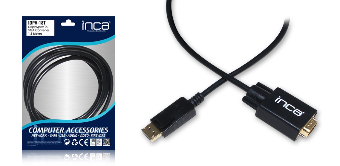 INCA IDPV-18T DISPLAYPORT TO VGA ÇEVİRİCİ ADAPTÖR