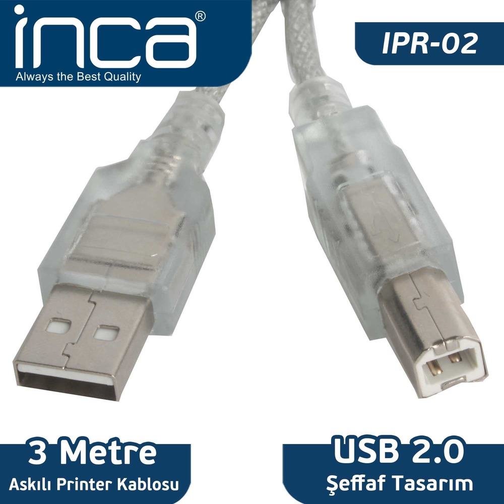 INCA IPR-02 USB 2.0 PRINTER KABLOSU+ASKILI(3MT)