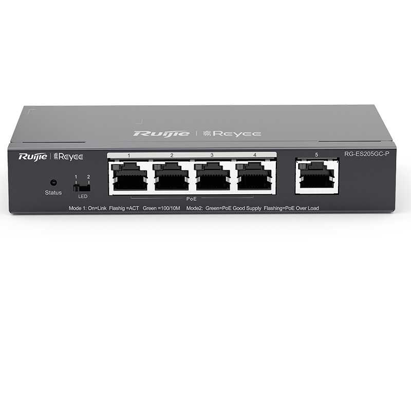 REYEE RG-ES205GC-P 5PORT GIGABIT SWITCH 4PORT POE+ 